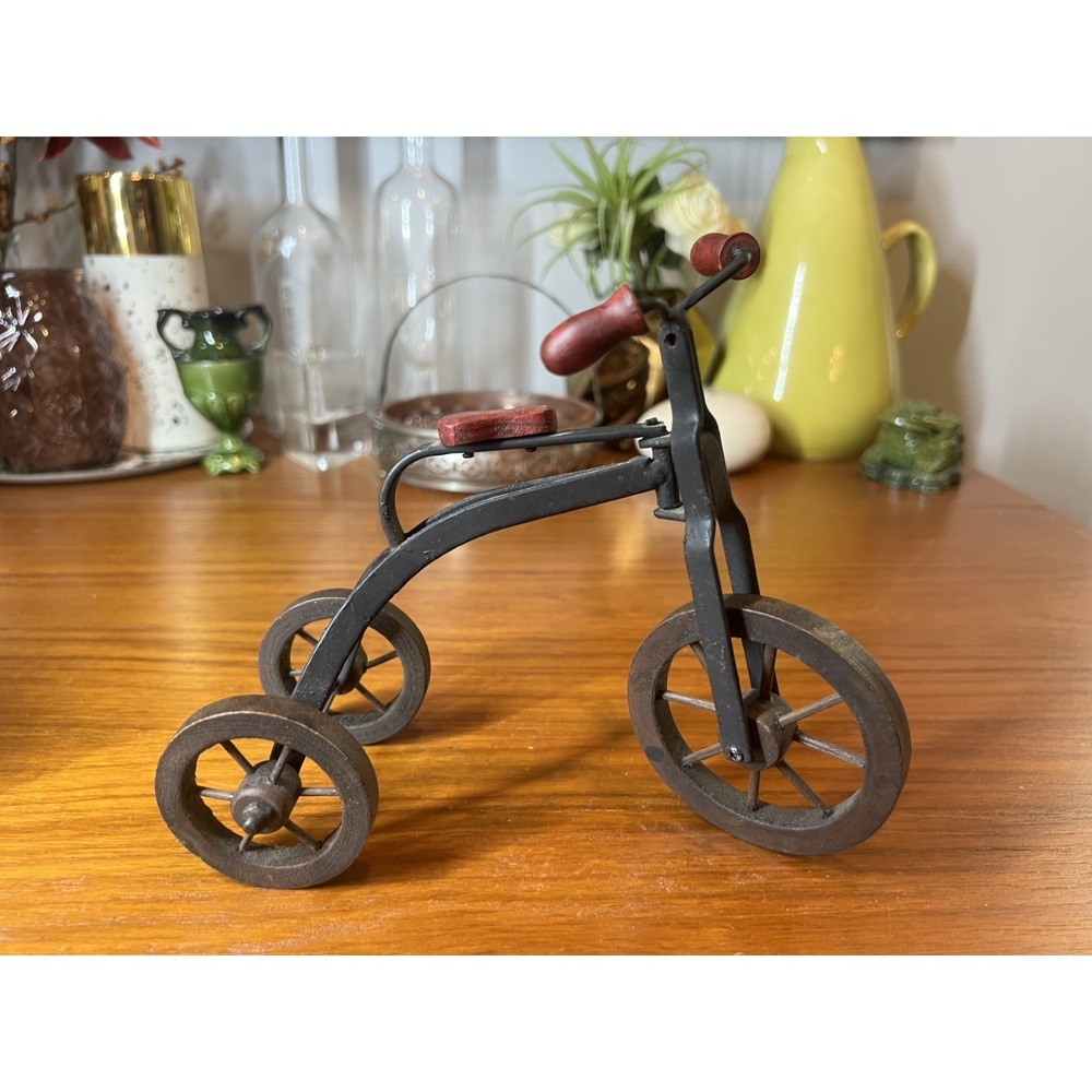 Vintage Miniature Metal Tricycle Model Toy Decor Antique Look Collectible